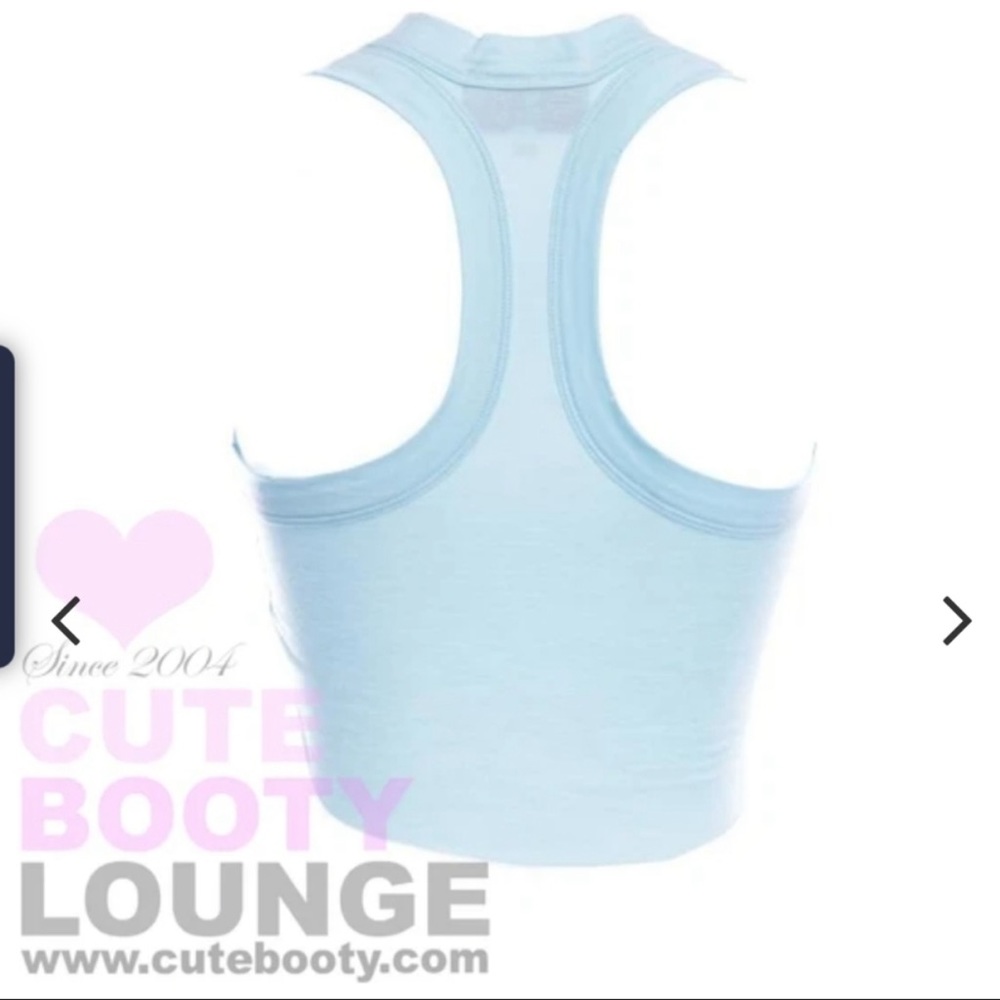 CBL Cute Booty Lounge Short Stop Cropped racerback Tank Top Powder Baby Blue M - Picture 4 of 7